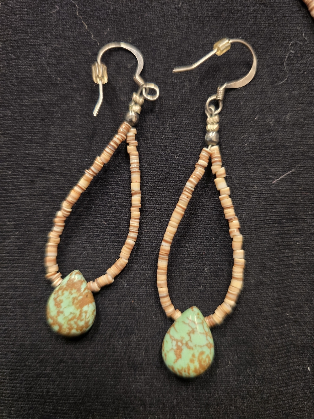 Handmade Turquoise Teardrop Bead Hoop Earrings - Women Jewelry